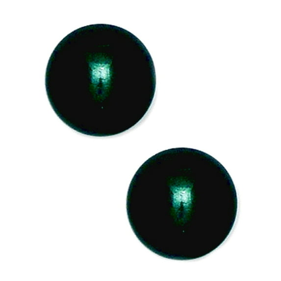 14k Yellow Gold Dark Grey 12mm Round Crystal Pearl Earrings Stud Earring for Women