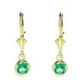 thumbnail image 1 of 14k Yellow Gold December Blue CZ Round Drop Leverback Earrings - Measures 23x6mm, 1 of 2