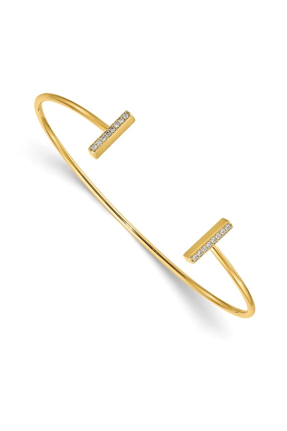 14k Yellow Gold Diamond Bar Bangle Bracelet Fine Jewelry For Women Gifts For Her, 7"