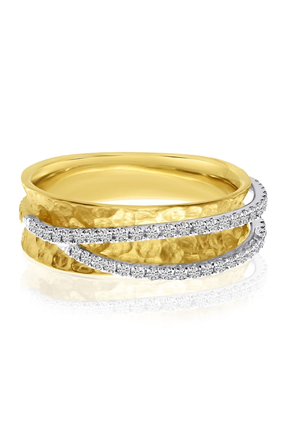 14k Yellow Gold Diamond Crossover Ring