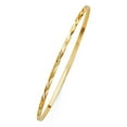thumbnail image 1 of 14k Yellow Gold Diamond-Cut 2-mm Solid Bangle Bracelet - 7" or 8", 1 of 1