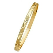 DIMAYA FINE JEWELRY 14k Yellow Gold Diamond-Cut 5mm Solid Bangle Bracelet, 7" or 8"