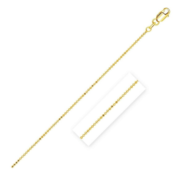 14k Yellow Gold Diamond Cut Bead Chain 1.0mm 18 in