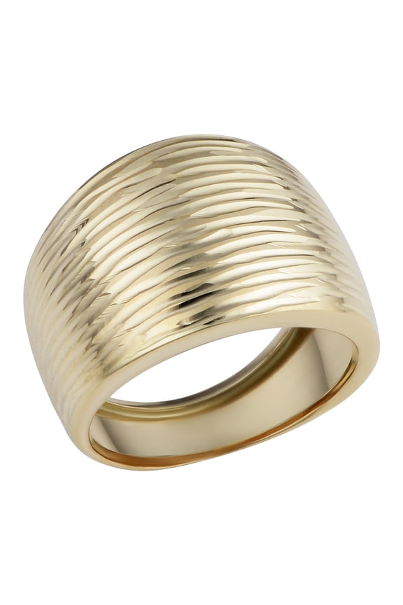 KoolJewelry 14k Yellow Gold Diamond-cut Cigar Band Ring (size 10)