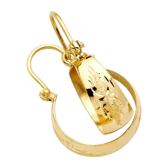 14k Yellow Gold Diamond-Cut Hoop Circle Star Shiny Earrings Jewelry Female Unisex
