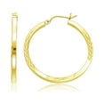 thumbnail image 1 of 14k Yellow Gold Diamond Cut Hoop Earrings, 1 of 2