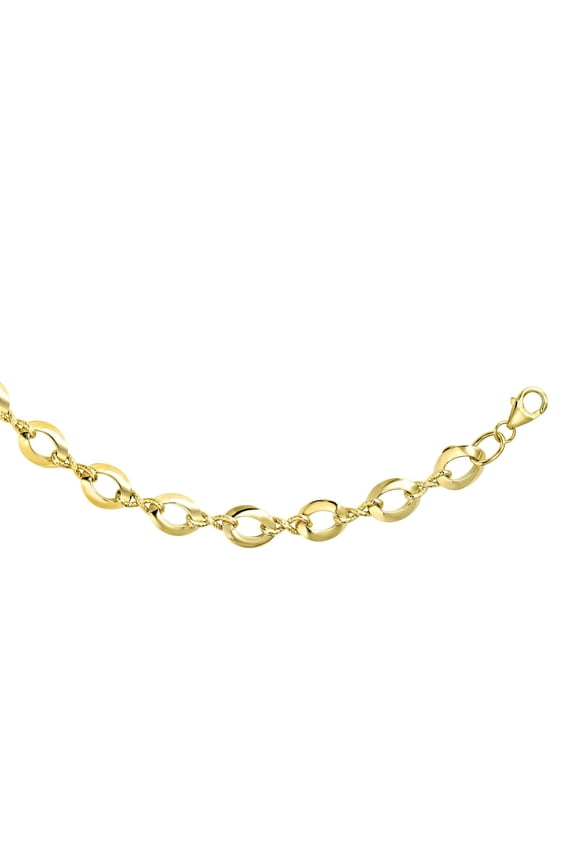 14k Yellow Gold Diamond Cut Infinity Link Womens Necklace, 18"