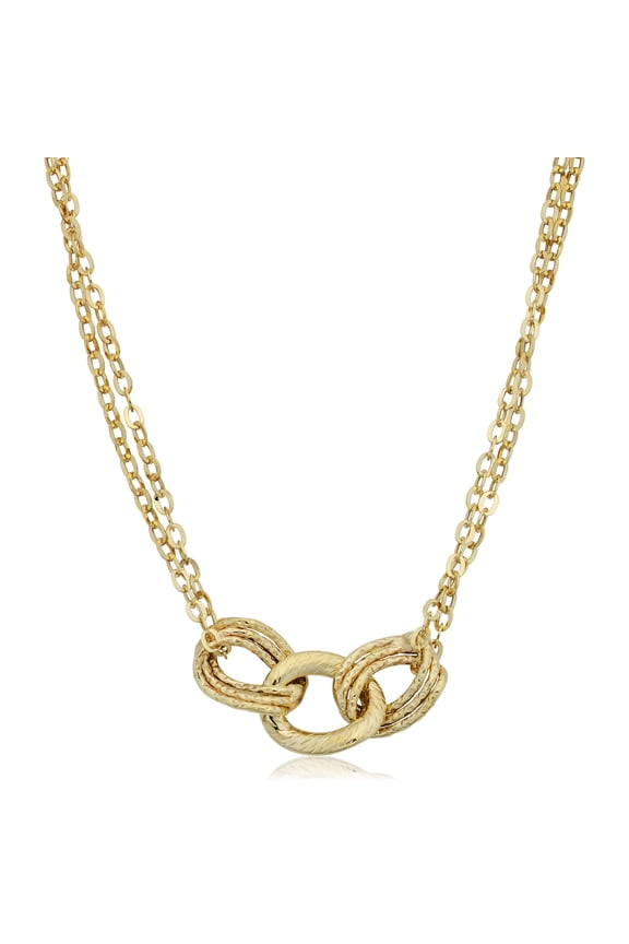 14k Yellow Gold Diamond-cut Link and Double Strand Necklace (18 inch)