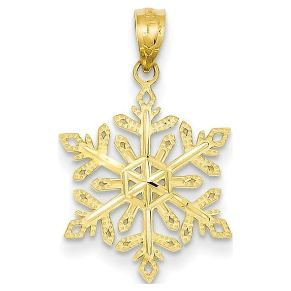 14k Yellow Gold Diamond -Cut Snowflake Pendant