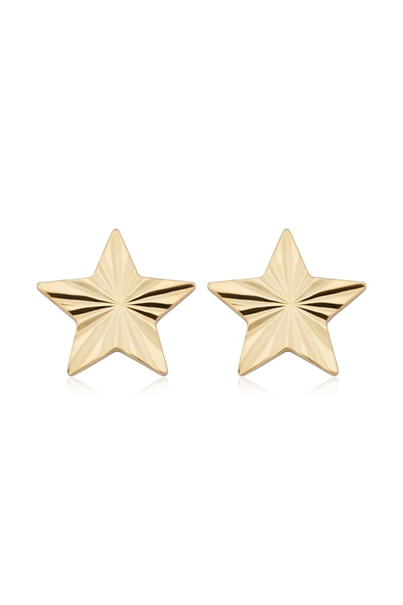 Au Naturale 14k Yellow Gold Diamond-cut Star Stud Earrings | Made In Italy