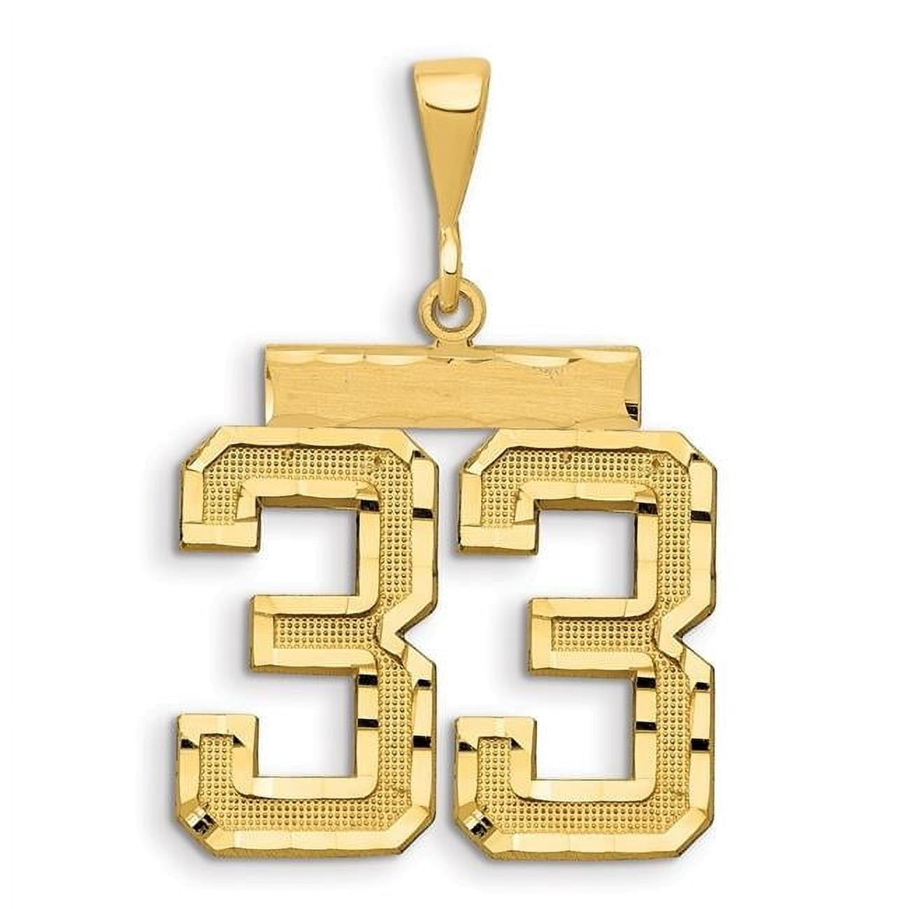 14k Yellow Gold Diamond Cut Texture Finish Large Size Number 33 Charm ...