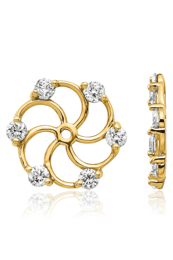 14K Solid Yellow Gold Diamond Earring Jackets for Studs