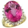 thumbnail image 1 of 14k Yellow Gold Diamond Halo Natural Pink Topaz Ring Large Oval 18x13mm, size 6.5, 1 of 4