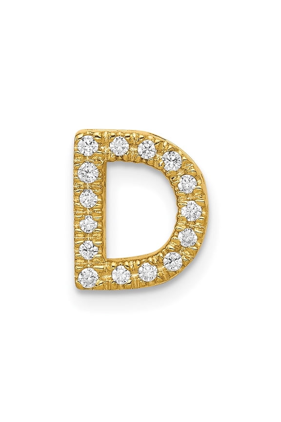 14k Yellow Gold Diamond Letter D Initial Charm Pendant