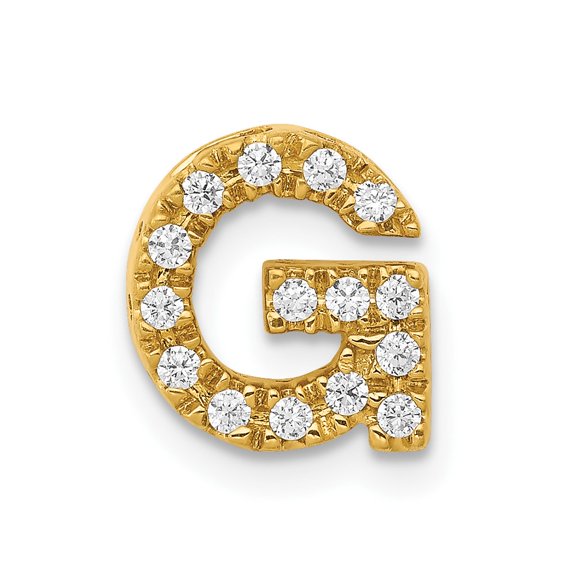 14k Yellow Gold Diamond Letter G Initial Charm Pendant