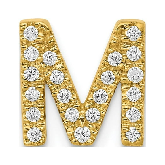 14k Yellow Gold Diamond Letter M Initial Charm Pendant