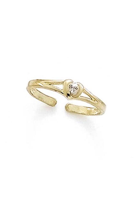 14k Yellow Gold Diamond Love Heart Toe Ring - Toe Ring for Women
