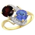 thumbnail image 1 of 14k Yellow Gold Diamond Natural Garnet & Tanzanite Mother's Ring Round 7mm, size 6.5, 1 of 3