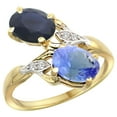 thumbnail image 1 of 14k Yellow Gold Diamond Natural HQ Blue Sapphire & Tanzanite 2-stone Ring Oval 8x6mm, size 8.5, 1 of 1
