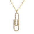thumbnail image 1 of 14k Yellow Gold Diamond Paper Clip Pendant Necklace, 1 of 3