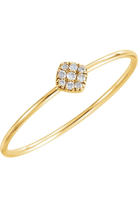 14k Yellow Gold Diamond Petite Square Shape Cluster Fashion Ring Fine Jewelry For Women Gifts For Her (1/8 cttw), Size 7
