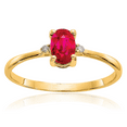 thumbnail image 1 of 14K Solid Yellow Gold Diamond Red Ruby Ring April July Birthstone Jewelry, 1 of 8