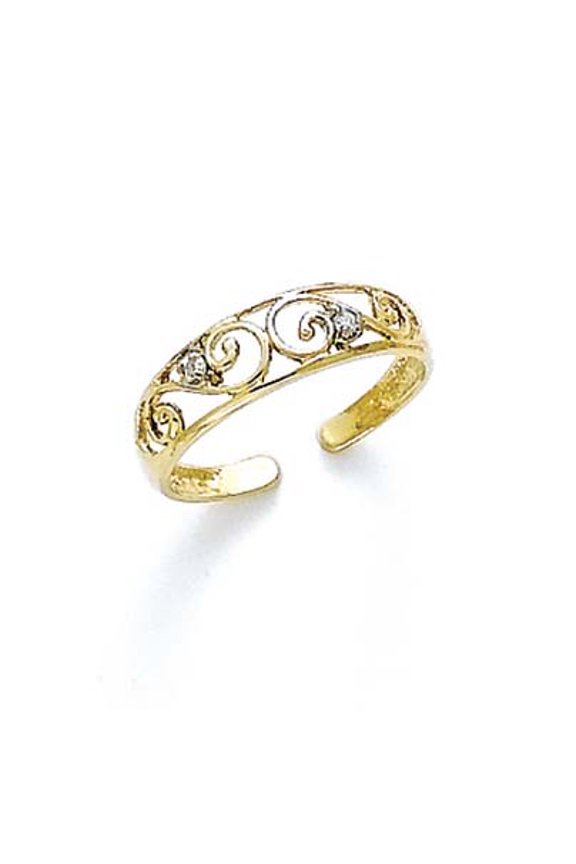 14k Yellow Gold Diamond Scroll Toe Ring - .02 dwt - Toe Ring for Women