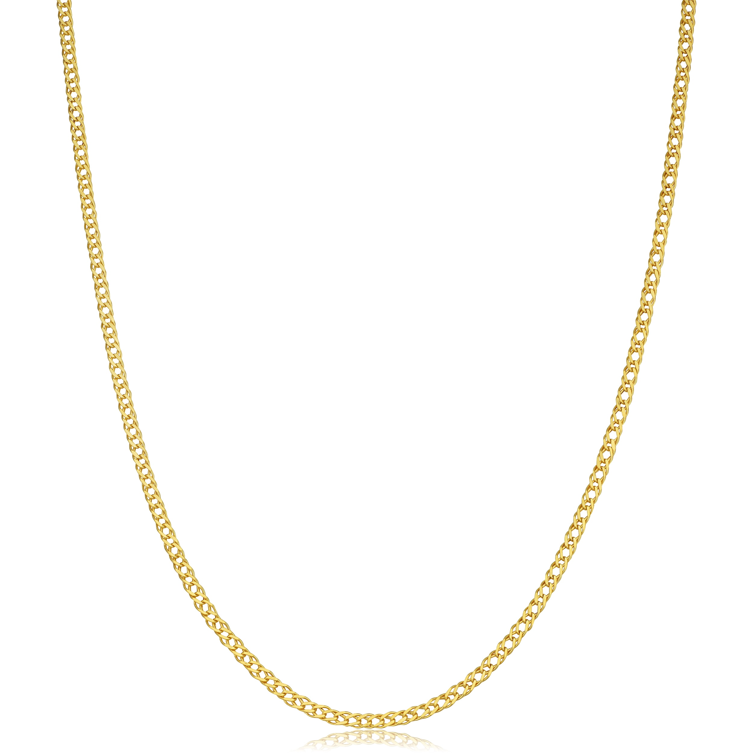 KoolJewelry 14k Yellow Gold Diamond Weave Chain Necklace (2 mm, 16 inch)