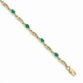 thumbnail image 1 of 14k Yellow Gold Diamond and Emerald Oval Bracelet - .01 dwt 1.53 cwt, 1 of 4