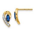 thumbnail image 1 of 14k Yellow Gold Diamond and Sapphire Earrings 14k Yellow Gold Earrings, 1 of 2