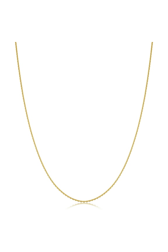 14k Yellow Gold Diamond-cut Cable Pendant Chain Necklace (0.8 mm, 18 inch) | Jewelry for Women
