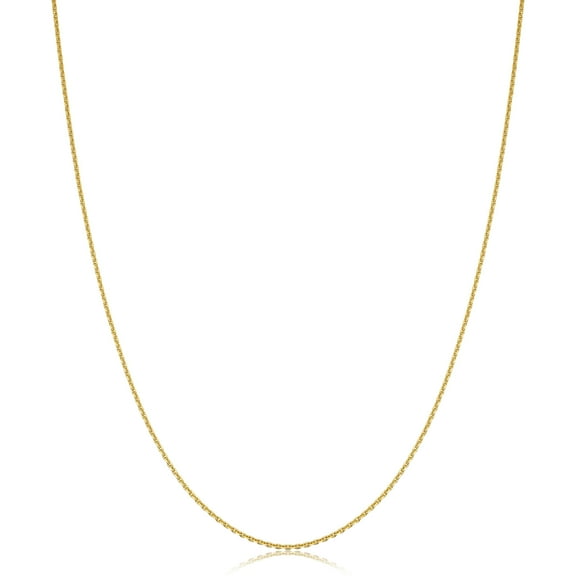 KoolJewelry 14k Yellow Gold Diamond-cut Cable Pendant Chain Necklace (0.8 mm, 20 inch) | Jewelry for Women