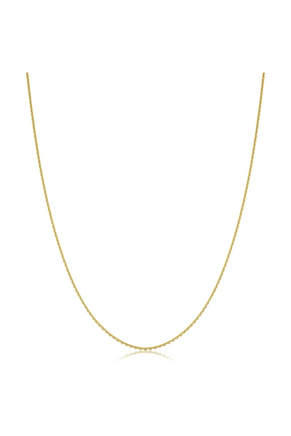 14k Yellow Gold Diamond-cut Cable Pendant Chain Necklace (0.8 mm, 20 inch) | Jewelry for Women