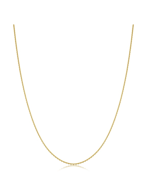 14k Yellow Gold Diamond-cut Cable Pendant Chain Necklace (0.8 mm, 20 inch) | Women's Jewelry