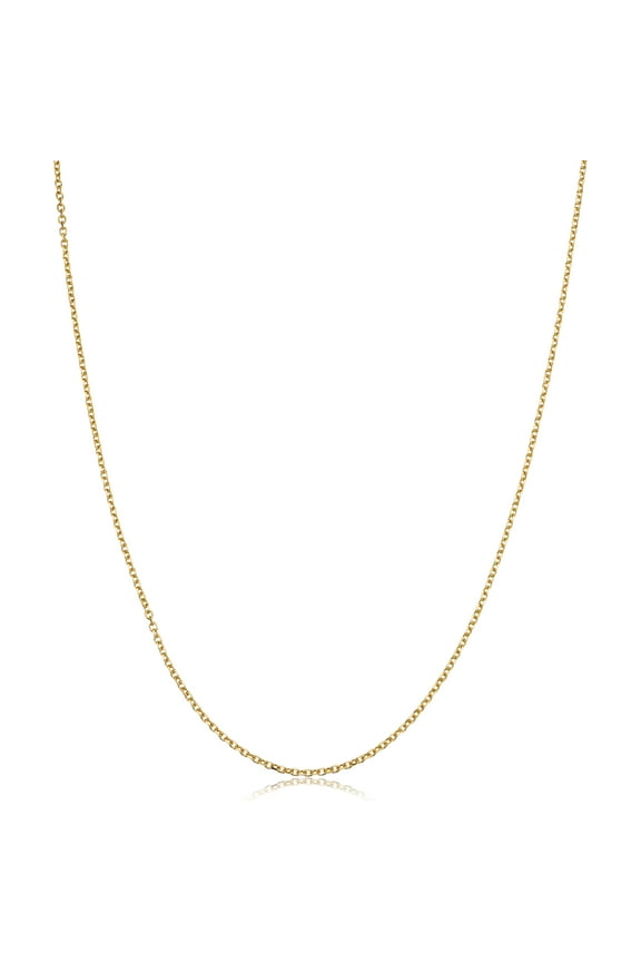 14k Yellow Gold Diamond-cut Cable Pendant Chain Necklace (1.1 mm, 16 inch) | Jewelry for Women