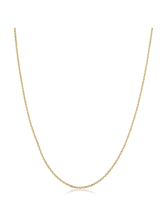 14k Yellow Gold Diamond-cut Cable Pendant Chain Necklace (1.1 mm, 18 inch) | Jewelry for Women