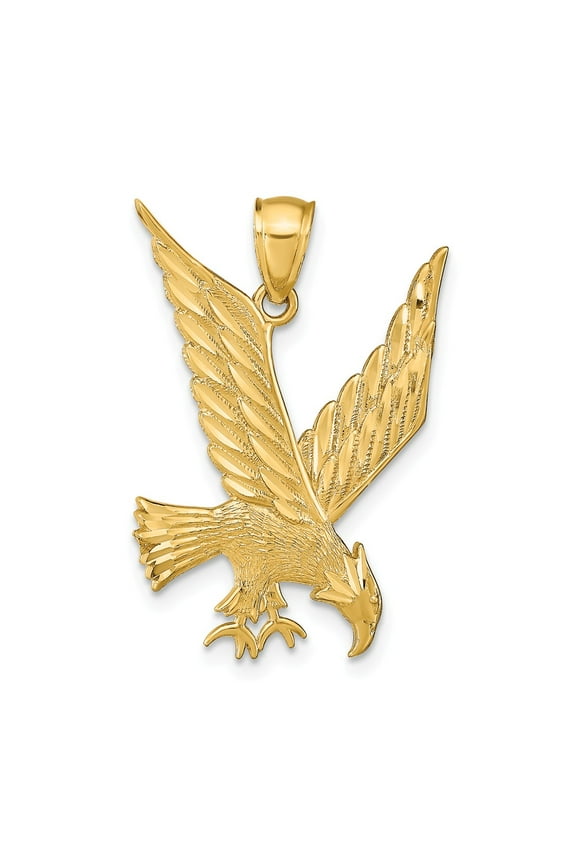 14k Yellow Gold Diamond-cut Eagle Pendant