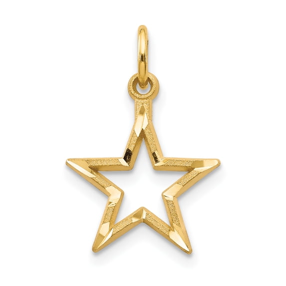 14k Yellow Gold Diamond-cut Star Charm Pendant