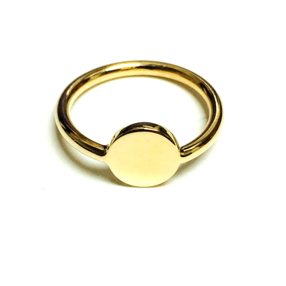 14k Yellow Gold Disc Personalized Ring, Size 9