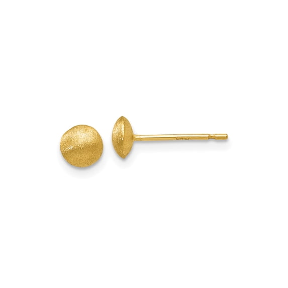 14k Yellow Gold Disc Stud Earrings for Women, Minimalist Round Matte Finish, Small Textured Button Style, Lightweight Modern Everyday Jewelry