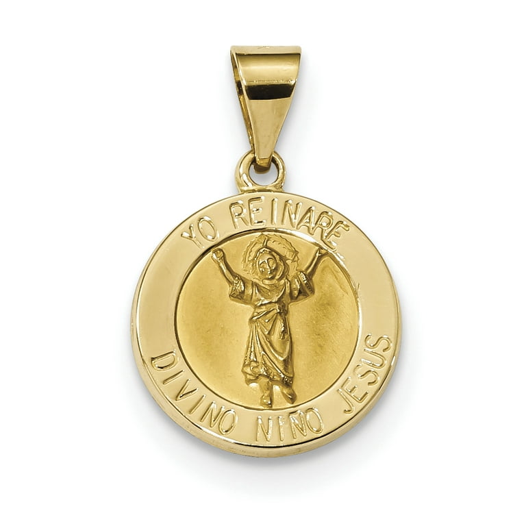 14K Gold Divino Nino Round Medal Pendant 14K Gold Divino Nino Round Medal Pendant