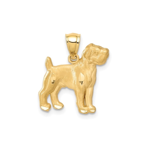 14k Yellow Gold Dog Pendant for Women or Unisex, Standing Pet Charm with Polished Finish, Loyal Animal Memorial Necklace, Fine Gold Jewelry for Dog Lovers
