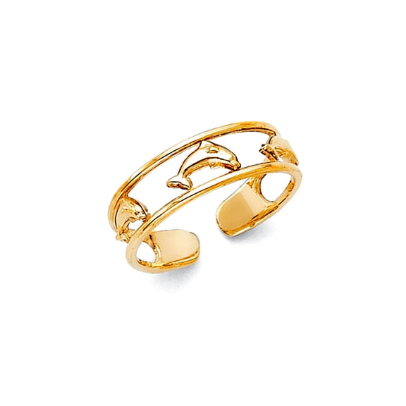 14k Yellow Gold Dolphin toe ring toe ring for Women - .9 Grams
