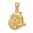 thumbnail image 1 of 14k Yellow Gold Dolphin and Sanddollar Charm - 1.5 Grams - Measures 20x14mm Wide, 1 of 2