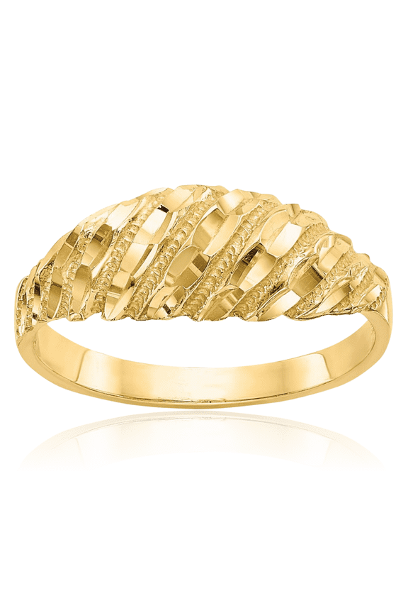 14K Solid Yellow Gold Chunky Dome Statement Ring