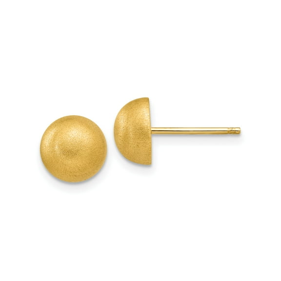 14k Yellow Gold Dome Stud Earrings for Women, Brushed Satin Finish, Minimalist Round Design, Classic Fine Jewelry for Everyday or Formal Wear