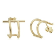 FREMADA KoolJewelry 14k Yellow Gold Double Half Hoop Earrings