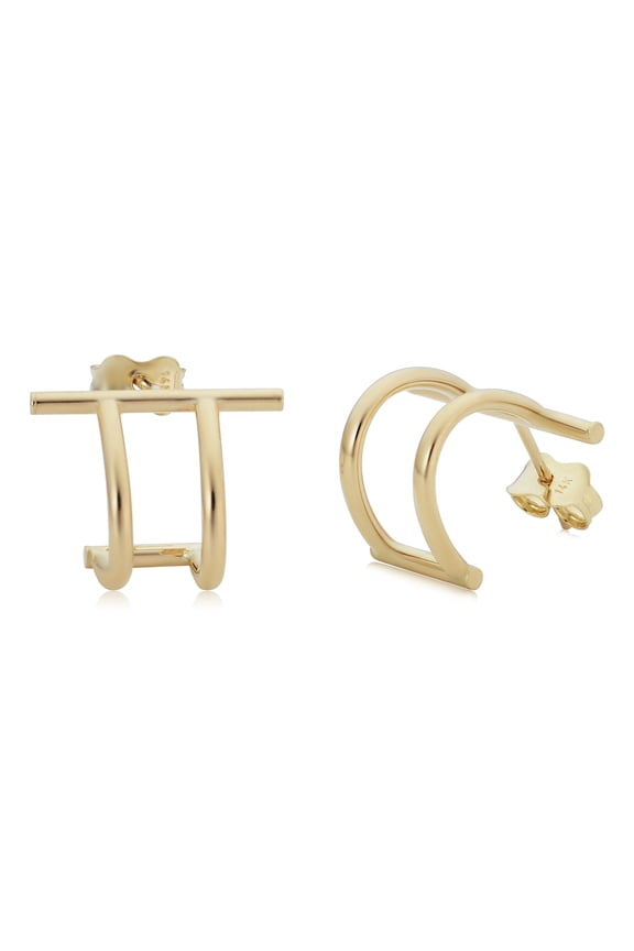 KoolJewelry 14k Yellow Gold Double Half Hoop Earrings