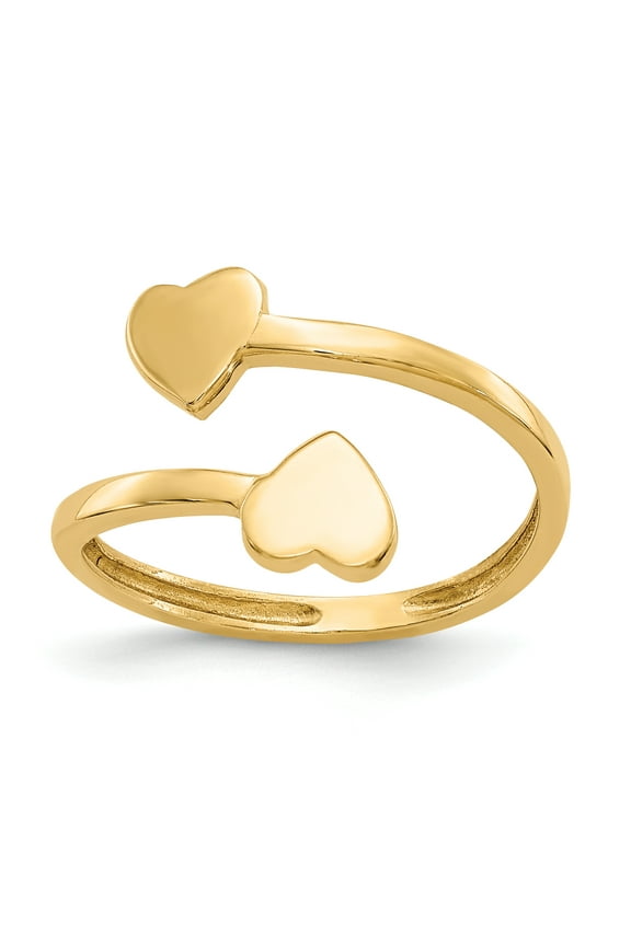 14k Yellow Gold Double Heart Toe Ring