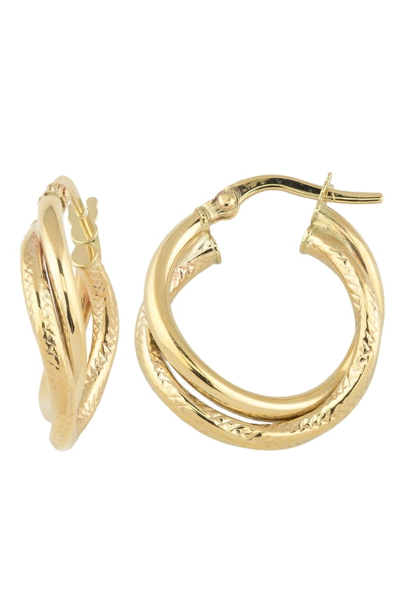 KoolJewelry 14k Yellow Gold Double Hoop Earrings